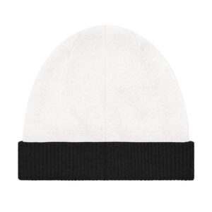 "M" Fingers in Black & White on Knitted beanie