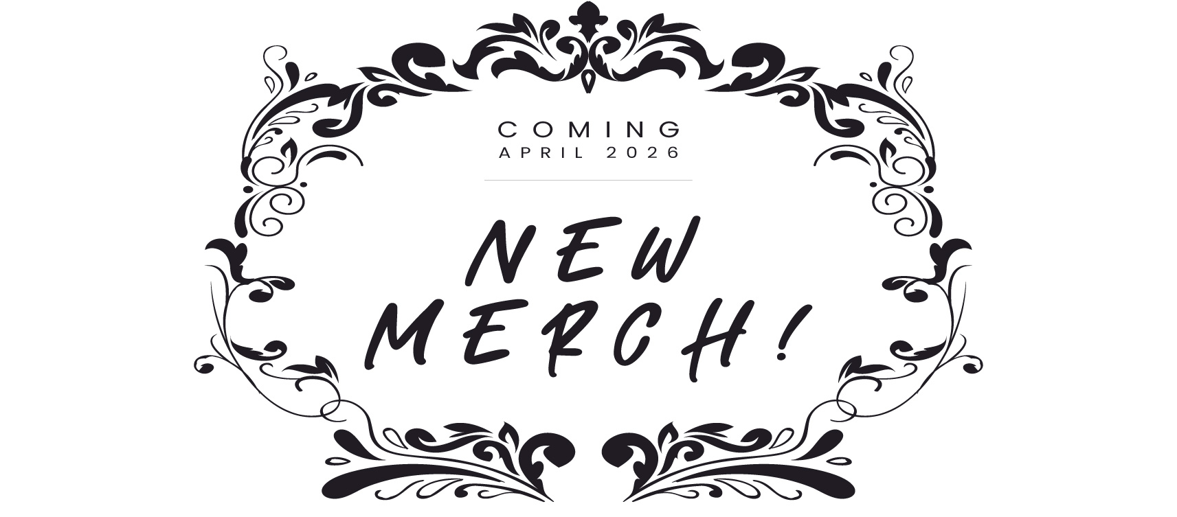 New merch banner for April 2026