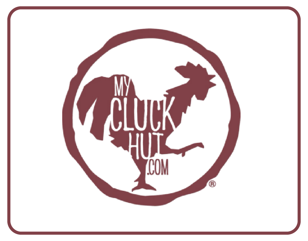 Button with CluckHut logo in the center.